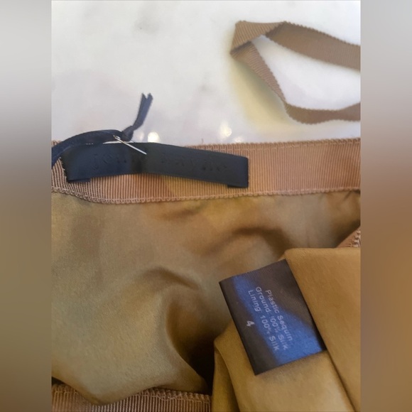 JENNI KAYNE 100% SILK PENCIL MINI SKIRT SEQUINS PARTY GOLD SPARKLY NWT 4 - Picture 6 of 6